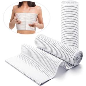 Geiserailie 2 Pcs Chest Compression Wrap Breast Support Band Sports Support Strap Bandage Adjustable Chest Binder for Large Breasted Women Prevent Breast Bounce for Sports Running(White,Large)