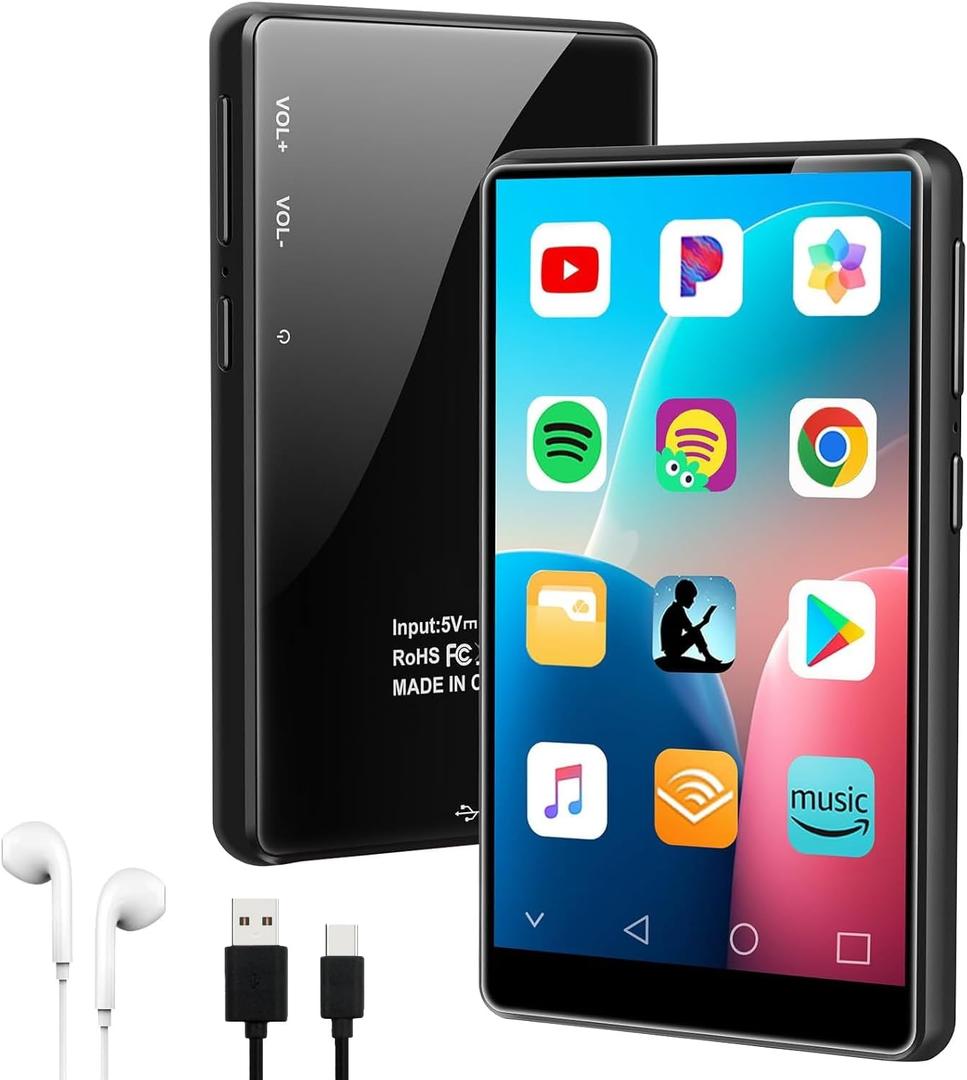 MP3 Player with Bluetooth and WiFi, 4" Touch Screen Music Player with Spotify, Play Store, Pandora, Audible, Amazon Music, Android MP4 MP3 Player (Dark Grey)