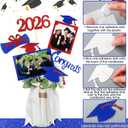 Qinyoung 2026 Graduation Decorations 30 Pcs Glittering Graduation Centerpiece for Tables Sticks Class of 2026 Grad Photo Centerpiece Party Decoration for Table Toppers(Blue Red)