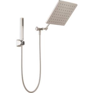 Delta Faucet 10-inch Raincan Shower Head and Hand Held Shower Combo, Brushed Nickel Square Shower Head, Rainfall Shower Head, Hand Shower, 1.75 GPM Flow Rate, Spotshield Brushed Nickel 75527-SN