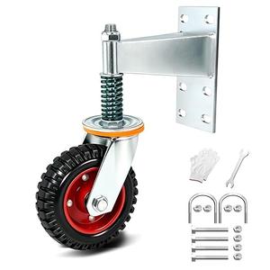 8inch Gate Wheel, Suitable for Metal Tube Gates, Capacity 750 Lbs, 360 Degree Rotation, Equipped with Spring Loaded Heavy Duty Gate Wheel, with Installation Tools (Yellow Upgrade)