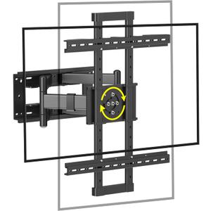 Landscape to Portrait Full Motion TV Wall Mount for 50-90 inch, Vertical and Horizontal TVs Bracket, 90 Rotating TV Mount, Hold 264 lbs Swivel Tilt Long Extension Leveling, Max VESA 800x600