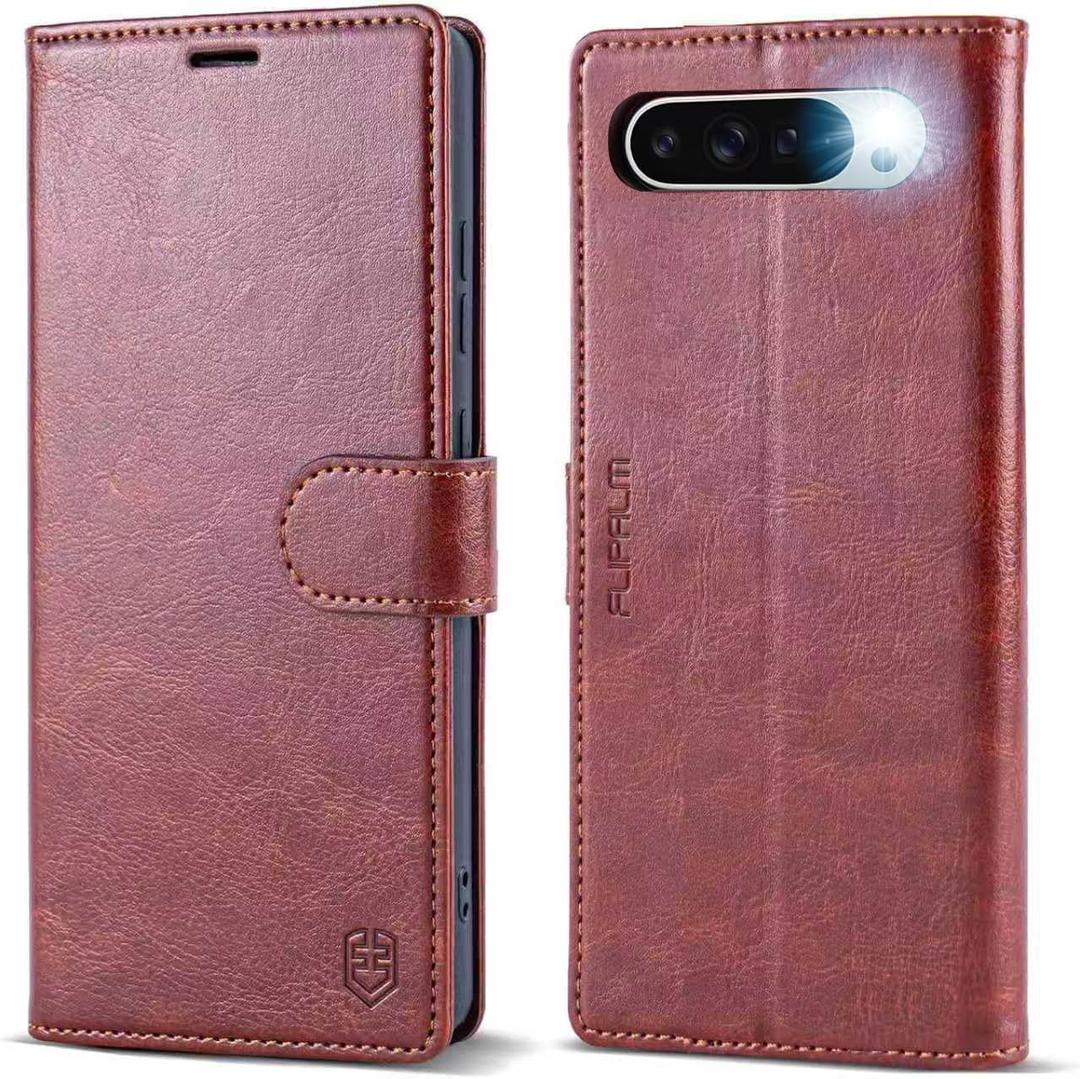 Wallet Case for Google Pixel 10 Pro XL 5G, RFID Blocking Credit Card Holder, PU Leather Folio Flip Kickstand Protective Shockproof Cover for Pixel 10 Pro XL(Brown)
