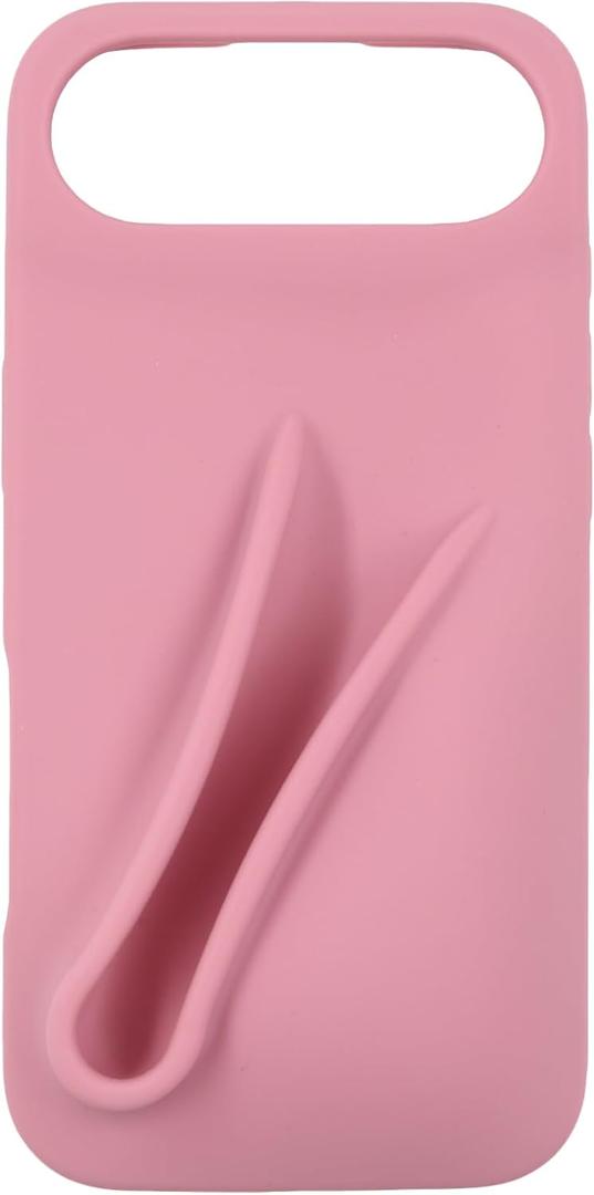 Soft Touch Silicone Lip Gloss Phone Case for iPhone 17 Air, Minimalist Matte Design, Shockproof & Anti-Fingerprint Cover (Light Pink)