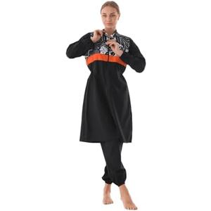 eo elif okur Islamic Long Sleeve Swimsuits for Women Modest Muslim 4 PCS | Full Cover Rash Guard Burkini | Arabic Swimwear Large