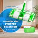 4 Pack Reusable Microfiber Mop Pads, Compatible with Swiffer Sweeper, Machine Washable Cloths, Scraper Included, Refills for All Floor Cleaning, Hook and Loop, Wet Dry - 10"- 12"