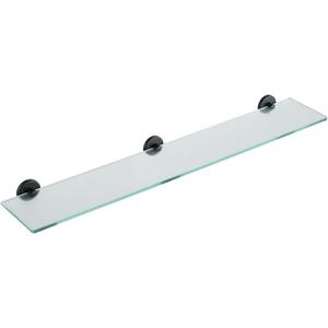 JQK Bathroom Glass Shelf Black, Tempered Glass Shower Storage 30 by 5 inches, 304 Stainless Steel Matte Black Wall Mount, TGS101L30-PB