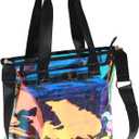 ESVAN Iridescent Soap Bubble Clear Tote Bag  Stadium Approved with Bag-in-Bag Shoulder Design for Concerts, Beaches, Events