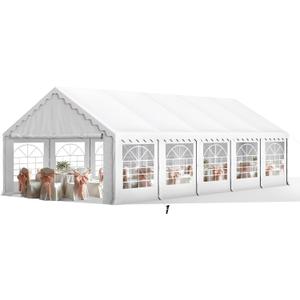Sophia & William 16x32 Party Tents, Heavy Duty Event Tent for Parties
Outdoor Canopy Wedding Large Waterproof Patio Commercial Backyard Shelters with Removable Sidewalls for Backyard,White