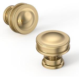 Asidrama 10 Pack Champagne Bronze Kitchen Cabinet Knobs Drawer Knobs Cabinet Hardware Zinc Knob for Dresser Drawers (Single Hole Knob)