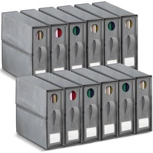 Cosy Family 12 Pack Bed Sheet Organizers and Storage, Foldable Sheet Organizer for Closet, Organizing Bedding Container Cubes for Bedsheets (Queen & King Size), Duvet Covers, Dark Grey