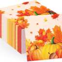 60pcs Thanksgiving Napkins, 3-Ply Fall Autumn Paper Napkins for Decoupage Pumpkin Maple Leaf Printed Cocktail Napkin for Dinner Table Decoration Wedding Birthday Party Supplies