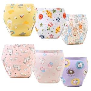 Training Pants Potty Training Underwear for Boys Girls, Toddler Potty Pants for 2T-6T, Soft Absorbent & Leak-Proof with Characters, 100% Cotton Washable (6PCS, L)