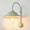 Solar Barn Lights with Motion Sensor - Metal Solar Porch Lights Outdoor with 4 High Efficiency Solar Panels - Rustic Wall Lights for Chicken Coop & Shed FarmhouseMint Green