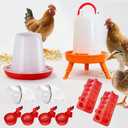 Chicken Feeder and Water Set, Including 2 Automatic Feeding Buckets, 2 Automatic Feeding Buckets, 10 Automatic Drinking Bowls, 6 Automatic feeders, and 5 Feeding and Feeding Troughs