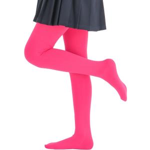 Girls Colorful Fleece Lined Tights Kids Warm Thermal Tights (8-10 Years, Fuchsia)