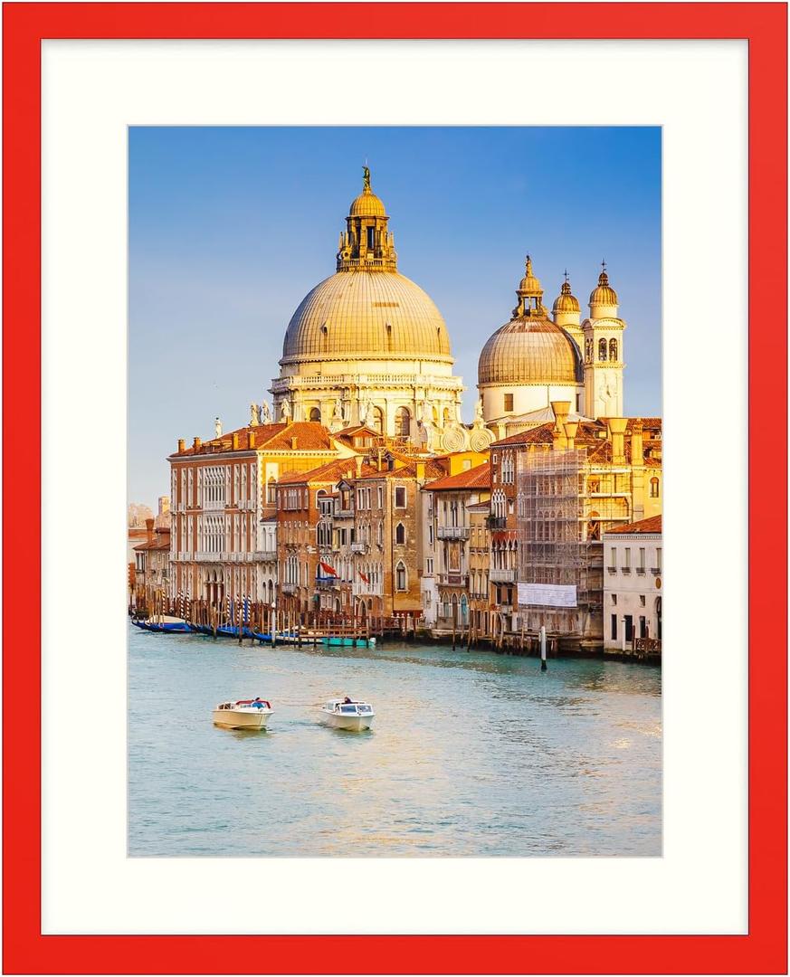 Wyooxoo 20x24 Picture Frame Red Made of Solid Wood Photo Frames Display Pictures 16x20 with Mat or 20x24 Without Mat Colorful Frame For Horizontal Vertical Wall Mounting