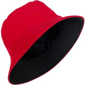 PFFY Bucket Hat for Women Men Cotton Summer Sun Beach Fishing Cap (Red)