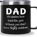 Best Dad Ever Gift, Father's Day Tumbler for Men Husband Uncle, Birthday Gifts for Dad from Son Daughter Dad- 12 OZ Stainless Steel Insulated Coffee MugTumbler Cup with Lid (Dad don't have ugly children)