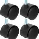1.5in Caster Wheels Set of 4, Heavy Duty Casters with Brake, Swivel Plate Castors Pack of 4, Low Noise PU Plastic Material Wheels, Universal Caster for Cabinet Bookshelf Trolley, Black