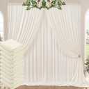 50ft x 10ft Wrinkle Free Ivory Backdrop Curtains for Parties, 10 Panels 5x10ft Polyester Ivory Photo Backdrop Drapes for Wedding Birthday Party Photography Background