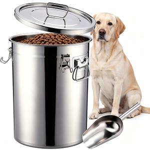 25 lb Stainless Steel Dog Food Storage Container with Airtight Lid