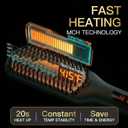 MEGAWISE Pro Ceramic Ionic Hair Straightener Brush for Home Salon, Straightening Hair Brush with 20s Heating Tech, Auto-Off, Anti-Scald with Universal Dual Voltage,Rotatable Power Cord, Black