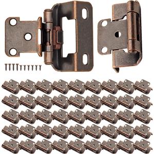 Donanim Oil Rubbed Bronze Kitchen Cabinet Hinges, 1/2" Overlay Partial Wrap Self Closing Cabinet Door Hinge, 60 Pack 30 Pairs Semi Hidden Cabinet Hinge Hardware for Cabinet Doors