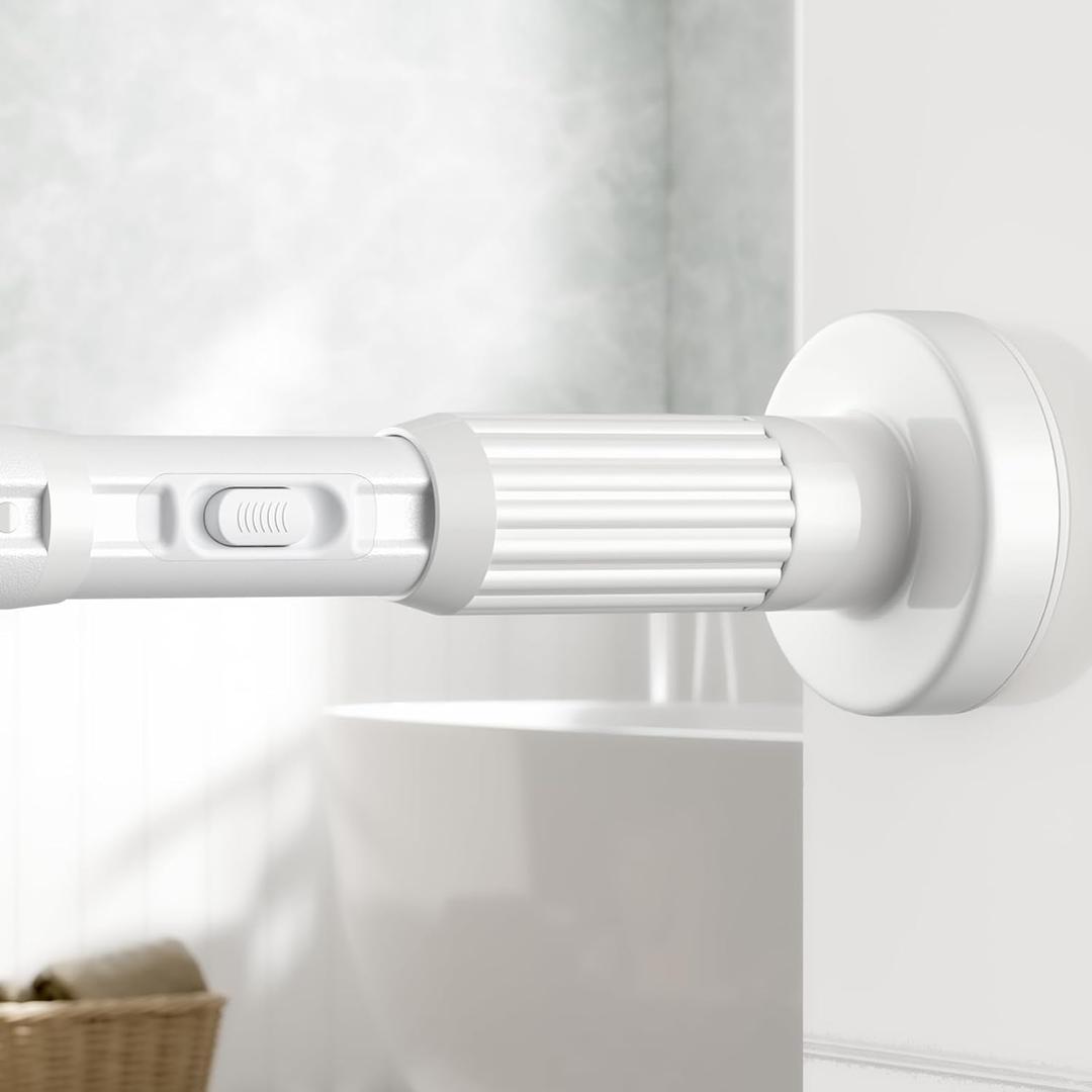 MEXAU White Shower Curtain Rod 41-126 Inches (4-10 ft), Tension Curtain Rods No Drilling,Heavy Duty Tension Rod for Windows, Living Room, Bathroom, Bedroom, Outdoor Curtain Rod