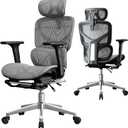 Mesh Office Chair,Ergonomic Computer Chair,Adjustable Lumbar High Back Desk Chair 400lbs,4D Adjustable Armrests & Removable Headrest,Breathable Mesh Chair for Adults,Home Gaming & Workplace(Gray)