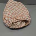 Kitsch Luxury Shower Caps for Women Reusable Waterproof - Flexi Satin Lined, Large Wide Shower Cap for Women & Men, Adjustable, Stylish Hair Cap for Shower, For Long & Short Hair - Terracotta Checker