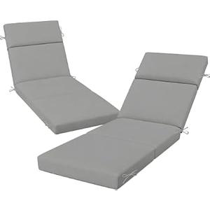 2 Pack Grey Outdoor Chaise Lounge Cushions, 72x21x3 in
4-Section Folding Design, 28D Foam, Waterproof, Fade Resistant, Secure Ties, 3 in Thick, Pool Deck, Patio and Outdoor Use