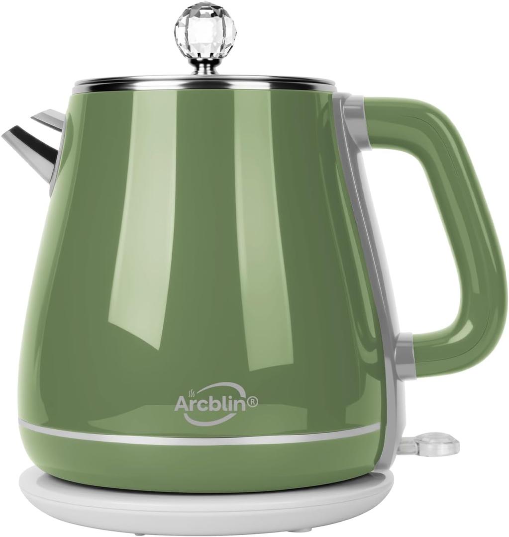 Retro Electric Kettle 1.8L, All Stainless Steel Hot Water Electric Kettle for Boiling Water, BPA Free Tea Kettle, 1350W Fast Boil, Auto Shut Off & Boil-Dry Protection