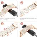 Wearlizer Compatible with Apple Watch Band 38/40/41/42mm Fashion Wristband Women, Stainless Steel + Resin Metal Replacement for iWatch Series 11 10 9 8 7 6 5 4 3 SE/Ultra 3 2 1-RoseGold+Starlight