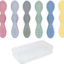 Elk and Friends Silicone Baby Spoons | Travel Case Included | First Stage Infant Toddler Spoon | Baby Led Weaning Stage | Dishwasher Safe (Blush/Lilac/Lemon/Sage/MistyBlue/Gray)
