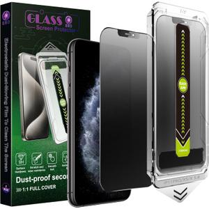 (2-Pack Matte Privacy Anti-Spy Screen Protector for iPhone X/XS/11 Pro (5.8-Inch),9H Tempered Glass, Anti-Glare, Full Coverage, Anti-Fingerprint, Auto Dust Removal, Bubble-Free