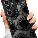 SEXYMOM Magnetic for Samsung Galaxy S24 Ultra Case - Wireless Charging Compatible,Cute Floral Design for Women and Girls,Slim Fit Translucent Matte Phone Case - Sunflower