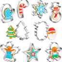 Christmas Cookie Cutters Set of 9 Pieces, Wmtidene Cookie Cutters Shapes for Winter Holiday, Metal includes Christmas Tree,Snowflake,Gingerbread Men,Angel,Star,Mitten,Candy Cane,Snowman