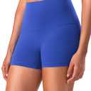 YUNOGA No Front Seam Biker Shorts for Women, High Waisted Tummy Control 3" Inseam Exercise Athletic Gym Running Yoga Shorts (Royal Blue,XXL) (Blue, XXL)