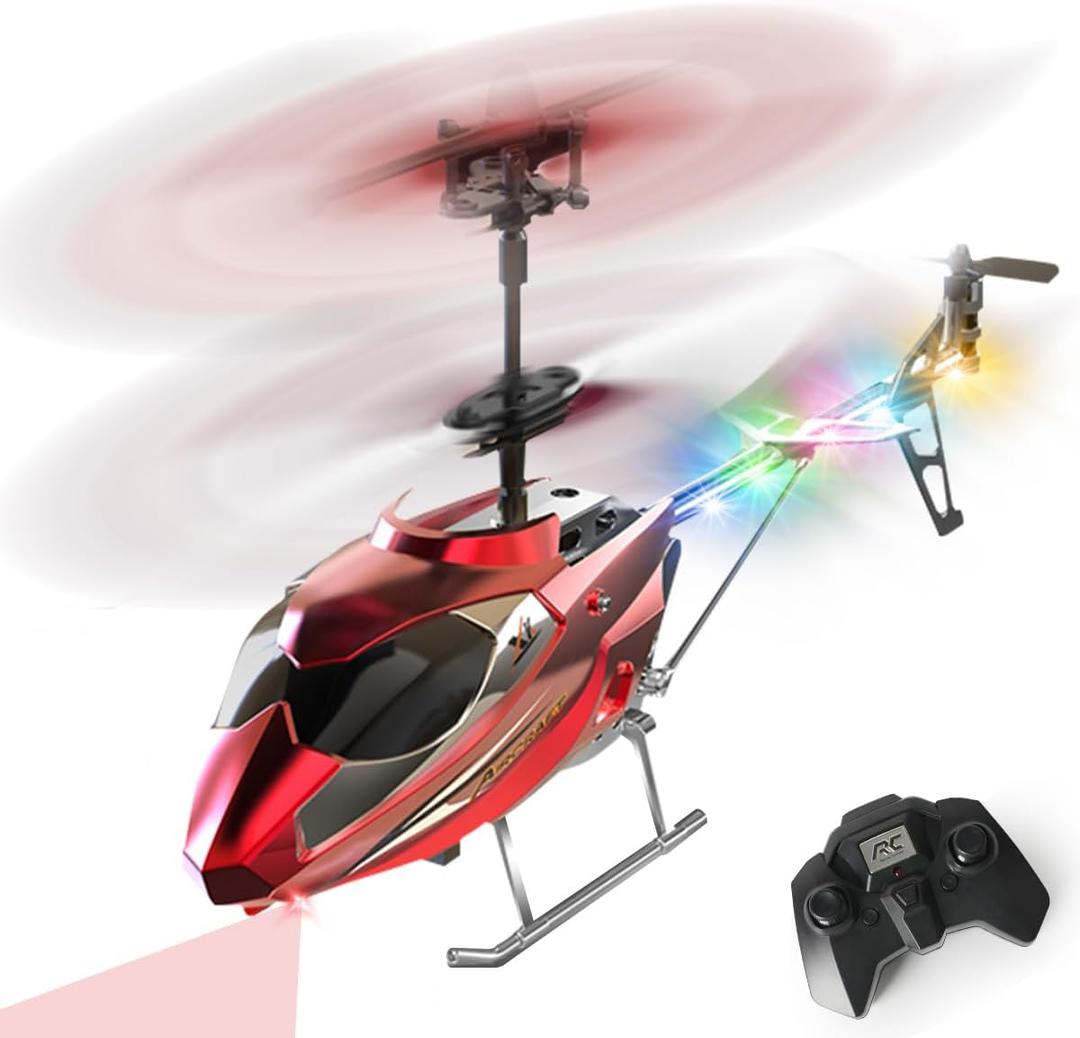 VATOS RC Helicopter for Boys, 2.4G Remote Control Helicopter with LED Light for Kids 12+ Years Old, Fixed Height, One-Key Take-Off, Indoor RC Planes Ideal Festival Gifts for Boys Adults (Red)