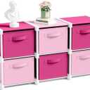 Thyle Large Cube Storage Organizer Shelf with 6 Bins 14 Inch Fabric Collapsible Cubby Storage Drawers Shelving Unit for Christmas Ornaments Clothes Toys Craft(Pink,Rose,Colorful)