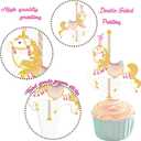 Carousel Horse Cupcake Toppers 48Pcs Carousel Horse Party Cake Decorations Carnival Carousel Horse Cupcake Picks Horse Birthday Party Supplies for Amusement Park Themed Baby Shower Decor