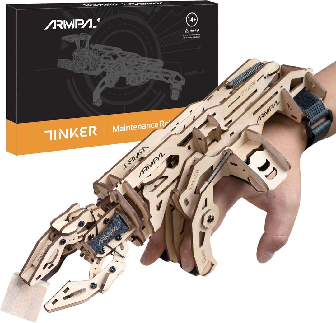 ARMPAL Mechanical Claw Model Kit 3D Wooden ClawBot Puzzle for Adults and Teens Self-Assembly Robot Arm Building Kits to Build Laser-Cut Wooden Puzzle Mechanical Toy Realistic Robot Toy Gifts