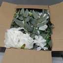 DearHouse 2Pack Artificial Peony Flower Garland - 6ft/Strand Silk Peony Flower Greenery Garland with Fake Willow Leaves for Wedding Ceremony Backdrop Party Table Centerpieces Decor (White)