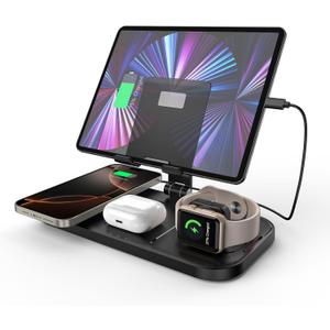 Wireless Charger 4 in 1 for Apple Charging Station for iPhone 16 Pro Max/15/14 Series, AirPods Pro 2, iPad Stand, Watch Charger for iWatch Series 10/9/8, Wireless Charging Station for Multiple Devices
