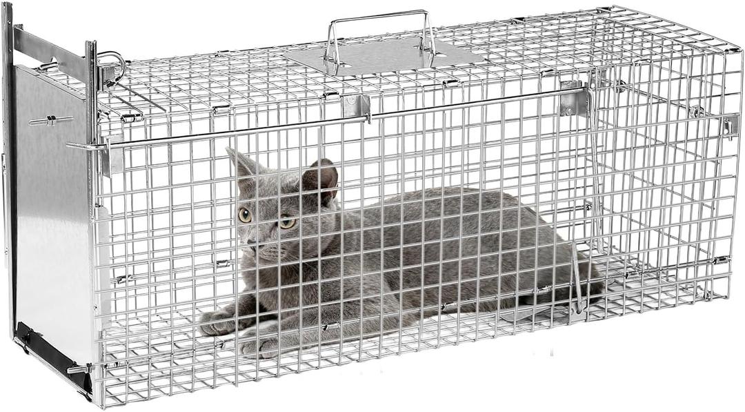 32 Inch Animal Trap Cage,Folding Live Animal Trap Cage for Stray Cats,Raccoons,Armadillos and Rabbits