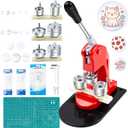 Lounsweer 1 Inch+1.25 Inch+2.25 Inch Button Maker Machine Multiple Sizes Pin Maker Interchangeable Button Models Badge Metal Press Machine with 300 Sets Supplies &Circle Cutter&Cutting Mat