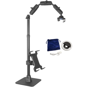 ARKON Mounts Phone Holder Full Kit - Adjustable Overhead Arm Cell Phone Table Top Stand and Tablet Mount with Ring Light - Professional Holders for Horizontal or Vertical Filming