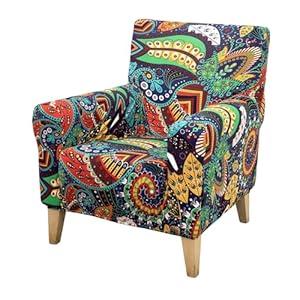  FUANGUI Banquet Armchair Slipcover Printed Chair Covers with Arms Stretch Club Chair Slipcover Soft Armchair Sofa Covers Anti-Slip Furniture Protector for Dogs Pets Home Living Room Decor
