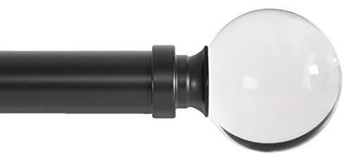 Ivilon Drapery Treatment Window Curtain Rod - Acrylic Ball 1 inch Pole. 16 to 28 Inch (Side Curtain Rod) Black